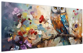 Obraz - Maľovaná sova (120x50 cm)
