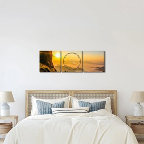 Obraz údolia v rannej hmle (s hodinami) (90x30 cm)
