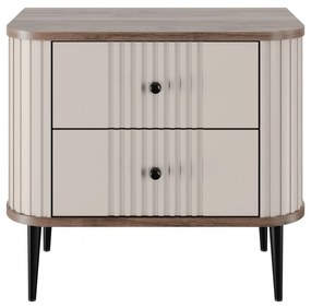 Nočné stolíky Vespera 56 cm - 2 ks - kašmírová / orech / čierne nožičky