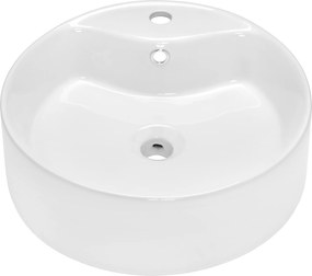 Invena Rondi, okrúhle keramické umývadlo na dosku 470x470x155 mm, biela lesklá, INV-CE-21-001-W