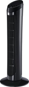 HOMCOM Stojanový ventilátor 45 W, tichý vežový ventilátor, 3 úrovne ventilácie, 70° oscilácia, ABS, čierny, Ø27 x H75 cm | Aosom
