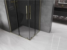 Mexen Velar L Duo, sprchový kút s posuvnými dverami 90 x 80 cm, 8mm šedé sklo, zlatá lesklá, 871-090-080-02-43-50