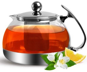 Monzana Čajník so sitkom TEA 1,2L, priesvitná, strieborná
