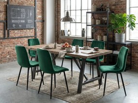 Tmavozelená zamatová stolička LAVA BOTTLE GREEN s čiernymi nohami