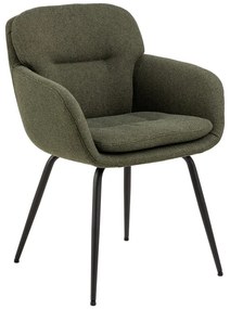 Khaki čalúnené jedálenské kreslo s podrúčkami Dora – Actona