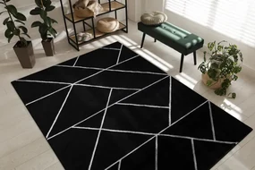 Koberec EMERALD exkluzívny 7543 glamour, styl geometrický čierny / strieborný