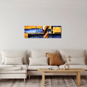 Obraz abstraktné maľby (s hodinami) (90x30 cm)