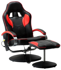 vidaXL Masážne kreslo s podnožkou, červené, umelá koža