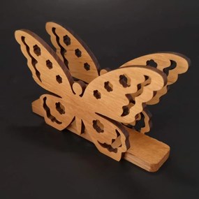 AMADEA Drevený stojanček na obrúsky v tvare motýľa, masívne drevo, 12,5x7,5x3,5 cm