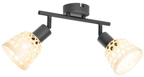 Orientálne bodové svetlo čierne s bambusom 2-svetlo - Rayan