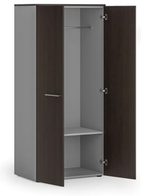 Kancelárska šatníková skriňa PRIMO GRAY, 1 polica, šatníková tyč, 800 x 500 x 1781 mm, sivá/wenge
