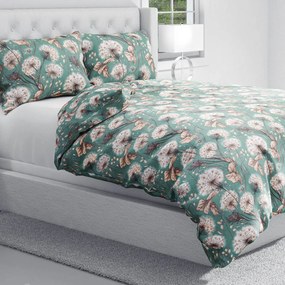 Biante Bavlnené posteľné obliečky Sandra SA-716 Jesenné púpavy na zelenom Jednolôžko 140x200 a 70x90 cm