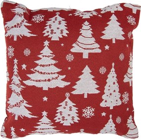 Béžovo-červený vankúš s vianočným stromčekom - 45*45*4 cm