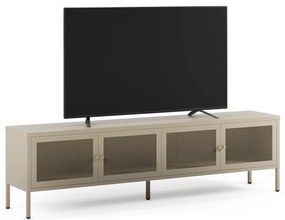 Krémovobiely kovový TV stolík 160x50x35 cm Fayna – Marckeric