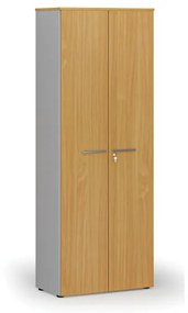 Kancelárska skriňa s dverami PRIMO GRAY, 2128 x 800 x 420 mm, sivá/buk