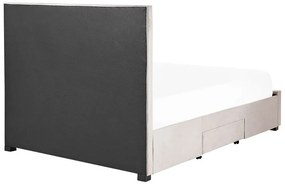 Zamatová posteľ s úložným priestorom 140 x 200 cm béžová LIEVIN Beliani