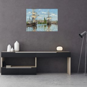 Obraz - Claude Monet, Ships Riding on the Seine at Rouen, reprodukcia (70x50 cm)
