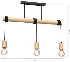 Prisadený luster VIGA 3xE27/60W/230V drevo