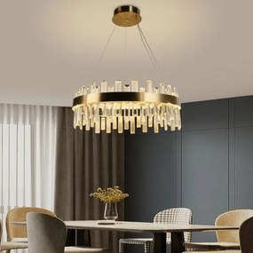 LED Stmievateľný krištáľový luster na lanku LED/80W/230V + diaľkové ovládanie