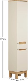 Comad Doplnková kúpeľňová skrinka vysoká Bali Cashmere 35 kašmír mat