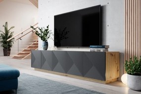 Moderný TV stolík Asha 200 cm - artisan / rivier stone mat