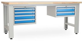 Dielenský stôl Solid OAK-42, 210 cm, 2 závesné boxy, dub