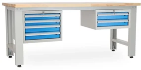 Dielenský stôl Solid OAK-42, 210 cm, 2 závesné boxy, dub
