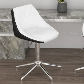 Otočná kancelárska stolička biela a čierna umelá koža