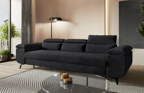 Pohovka s funkciou spania Flat s nastaviteľnými opierkami hlavy, grafitový velúr