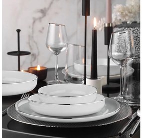 Jedálenská súprava 18 ks biela/strieborná/porcelán