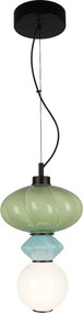 Závesné svietidlo Ascoli, 1x zelené/modré/biele sklenené tienidlo, b