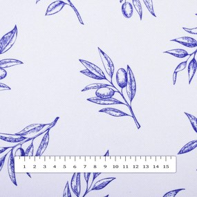 Biante Teflónový štvorcový obrus TF-114 Modré olivové vetvičky na bielom 80x80 cm