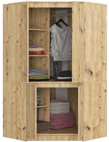 Rohová šatní skříň CLP 100 cm 4D dub artisan