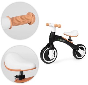 Balančný bicykel s pedálmi + tréningové postranné kolieska 3v1 čierne, ECOTOYS
