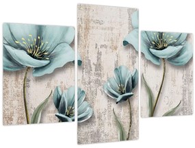 Obraz - Kvety na textúre (90x60 cm)