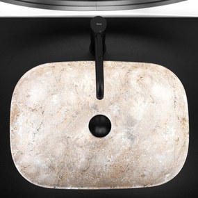 Rea Belinda Savana, umývadlo na dosku 460x330x135 mm, imitácia kameňa, REA-U3323