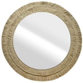 Okrúhle zrkadlo ROTI s rámom z juty