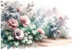 Tapeta akvarelové pastelové kvety