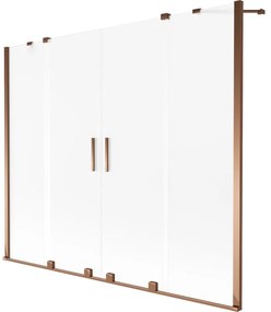 Mexen Velar Duo, 2-krídlová vaňová zástena s posuvnými dverami 190 x 150 cm, námraza, ružové zlato profil, 896-190-000-32-60