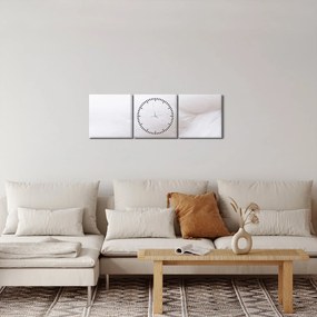 Obraz - Biele pierko (s hodinami) (90x30 cm)