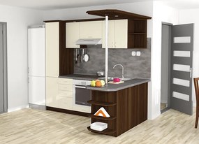 Nabytekmorava Kuchyna s ostrovčekom Bára C farba kuchyne: dub sonoma tmavá / biela, pracovná doska: s pracovnou doskou