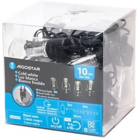 Aigostar - LED vonkajšia dekoratívna svetelná reťaz 10xLED/8m IP44 studená biela