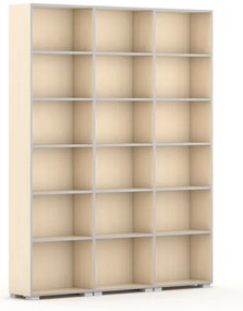 Knižnica SILVER LINE, 3 stĺpce, 2230 x 1800 x 400 mm, breza