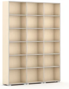 Knižnica SILVER LINE, 3 stĺpce, 2230 x 1800 x 400 mm, breza