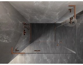 Mexen Lunar, L Duo výklopný sprchový kút 90 x 75 cm, 8mm číre sklo, profil medená matná, 834L-090-075P-65-00