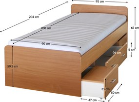 Jednolôžková posteľ 90 cm Dulce 80262 buk 22. Vlastná spoľahlivá doprava až k Vám domov. 751363