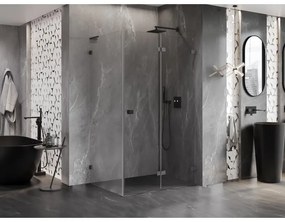 Mexen Lunar-F L, 1-krídlový sprchový kút so skladacími dverami, pravý, 90 x 80 cm, 8mm číre sklo, grafitový profil, 836L-090-080-66-00-P