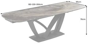 Rozkladací jedálenský stôl 45178 180/220/260 x 90cm Taupe Ceramik  - Komfort-nábytok