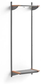 Vešiaková stena JEPPE s hornou policou, základná sekcia, 1790x600x310 mm, strieborná/dub