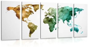 5-dielny obraz farebná polygonálna mapa sveta - 100x50
